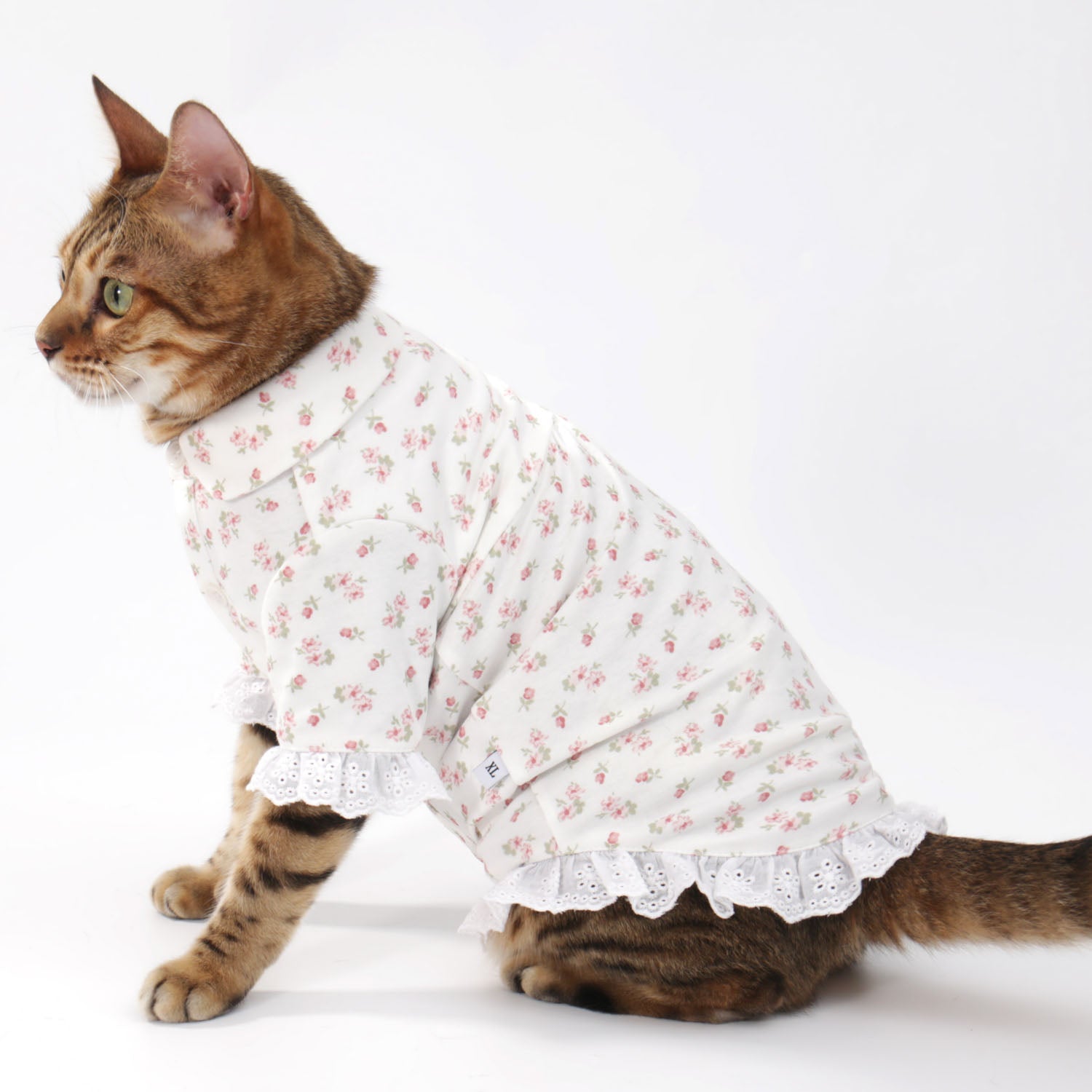 White Floral Cat Shirt