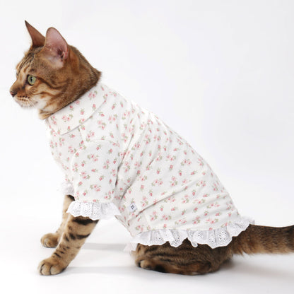 White Floral Cat Shirt