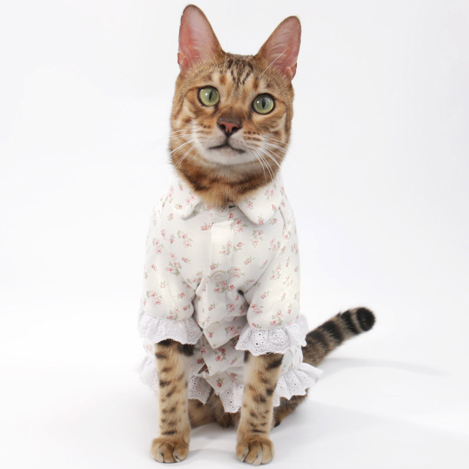 White Floral Cat Shirt