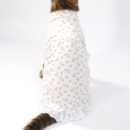 White Floral Cat Shirt