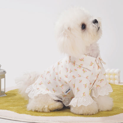 White Floral Dog Shirt
