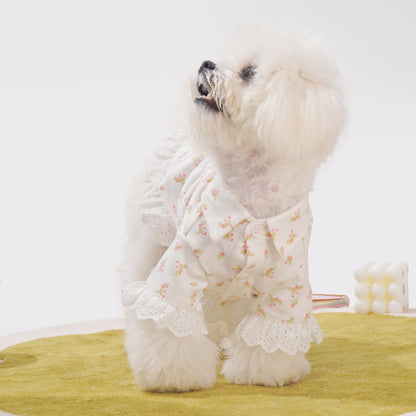 White Floral Dog Shirt